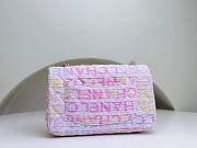 Fortok Chanel Tweed Quilted Mini Rectangular Flap Bag Pink Multicolor 20x10x7cm - 5