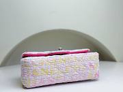 Fortok Chanel Tweed Quilted Mini Rectangular Flap Bag Pink Multicolor 20x10x7cm - 4