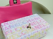 Fortok Chanel Tweed Quilted Mini Rectangular Flap Bag Pink Multicolor 20x10x7cm - 3