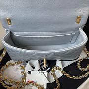 Fortok Chanel Mini Flap Bag Silver Shiny Lambskin Pearls & Gold-Tone Metal 12.5x17x5cm - 5