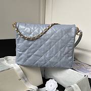 Fortok Chanel Hobo Bag Glossy Calfskin & Gold-Tone Metal Silver 21.5×30×5cm - 3