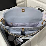 Fortok Chanel Hobo Bag Glossy Calfskin & Gold-Tone Metal Silver 21.5×30×5cm - 4