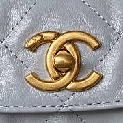Fortok Chanel Hobo Bag Glossy Calfskin & Gold-Tone Metal Silver 21.5×30×5cm - 6