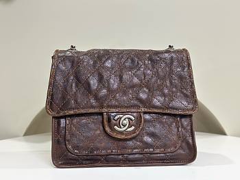 Fortok Chanel Vintage Sienne Bag Silver Buckle 26x11x23cm