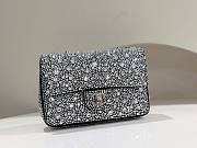 Fortok Chanel Mini Flap Bag Satin, Strass & Silver-Tone Metal Silver Bag 13×20×6cm - 1