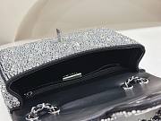 Fortok Chanel Mini Flap Bag Satin, Strass & Silver-Tone Metal Silver Bag 13×20×6cm - 5