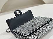 Fortok Chanel Mini Flap Bag Satin, Strass & Silver-Tone Metal Silver Bag 13×20×6cm - 3