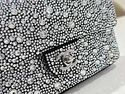 Fortok Chanel Mini Flap Bag Satin, Strass & Silver-Tone Metal Silver Bag 13×20×6cm - 2