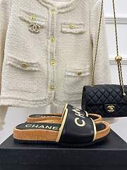 Fortok Chanel Cork Soles Slides Black - 6