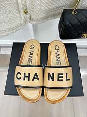 Fortok Chanel Cork Soles Slides Beige - 1