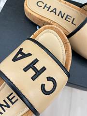 Fortok Chanel Cork Soles Slides Beige - 4