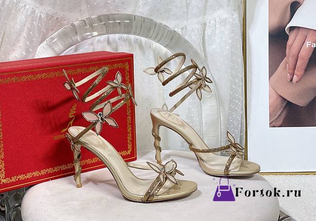 Fortok René Caovilla Margot Butterfly-appliqué Sandals Gold - 1