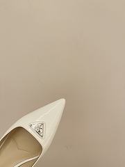 Fortok Prada Patent Slingback Pumps White - 4