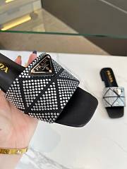 Fortok Prada Satin Crystal Sandals Black - 5
