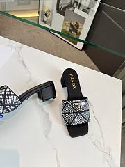 Fortok Prada Satin Crystal Sandals Black - 2