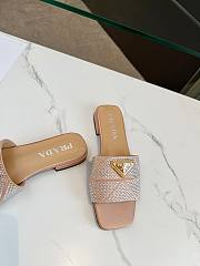 Fortok Prada Satin Crystal Sandals Beige - 3
