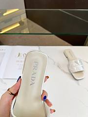Fortok Prada Satin Crystal Sandals White - 5