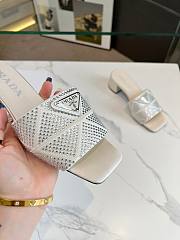 Fortok Prada Satin Crystal Sandals White - 2