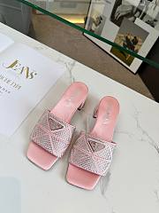 Fortok Prada Satin Crystal Sandals Pink - 1