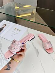 Fortok Prada Satin Crystal Sandals Pink - 6