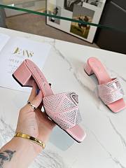 Fortok Prada Satin Crystal Sandals Pink - 4