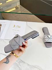 Fortok Prada Satin Crystal Sandals Grey - 6