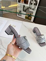Fortok Prada Satin Crystal Sandals Grey - 2