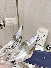 Fortok Prada Bow Back Ribbon Slingbacks Silver - 2