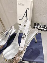 Fortok Prada Bow Back Ribbon Slingbacks Silver - 3