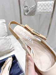 Fortok Prada Bow Back Ribbon Slingbacks Beige - 3