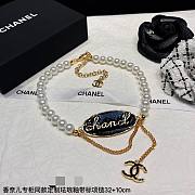 Fortok Chanel Choker Metal & Glass Pearls Gold Pearly Black & Pearly White - 1