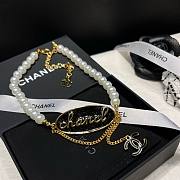 Fortok Chanel Choker Metal & Glass Pearls Gold Pearly Black & Pearly White - 5
