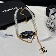 Fortok Chanel Choker Metal & Glass Pearls Gold Pearly Black & Pearly White - 3