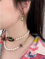 Fortok Chanel Choker Metal & Glass Pearls Gold Pearly Black & Pearly White - 2