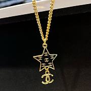 Fortok Chanel Black Star Shape CC Logo Pendant Necklace - 1