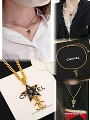 Fortok Chanel Black Star Shape CC Logo Pendant Necklace - 2