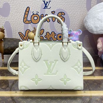 Fortok Louis Vuitton Onthego Monogram Empreinte Leather Bag White&Green M46647 25x19x11cm