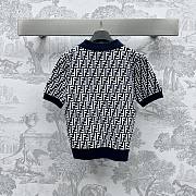 Fortok Fendi 2024 Jacquard Lapel Knitted Top Green/Blue - 4