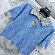 Fortok Gucci GG Wool Jacquard Polo Blue/Pink - 6