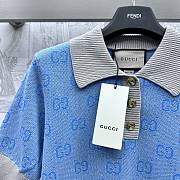 Fortok Gucci GG Wool Jacquard Polo Blue/Pink - 5