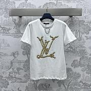 Fortok Louis Vuitton Printed Chain Round Neck T Shirt White/Black - 6