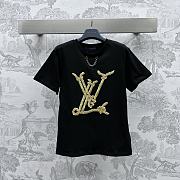 Fortok Louis Vuitton Printed Chain Round Neck T Shirt White/Black - 2