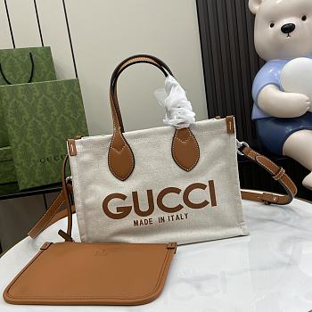 Fortok Gucci Mini Tote Bag With Brown Gucci Print 28x19.5x12cm