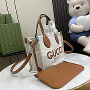 Fortok Gucci Mini Tote Bag With Brown Gucci Print 28x19.5x12cm - 5