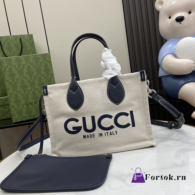 Fortok Gucci Mini Tote Bag With Dark Blue Gucci Print 28x19.5x12cm - 1