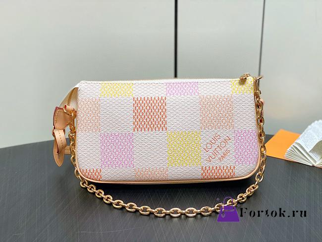 Fortok Louis Vuitton Pochette Accessoires Bag Peach N40642 23.5x13.5x4cm - 1