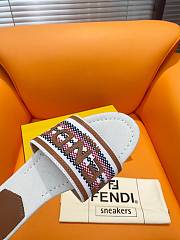 Fortok Fendi Signature Embroidered-logo Slides Cream & Brown  - 4