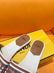 Fortok Fendi Signature Embroidered-logo Slides Cream & Brown  - 3