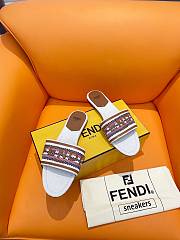 Fortok Fendi Signature Embroidered-logo Slides Cream & Brown  - 2