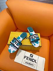 Fortok Fendi Signature Embroidered-logo Slides White & Green - 4